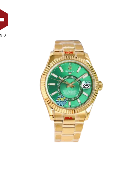 SWISS ROLEX SKY-DWELLER FLUTED BEZEL GREEN 336934