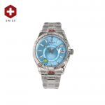 SWISS ROLEX SKY-DWELLER FLUTED BEZEL BLUE 336934