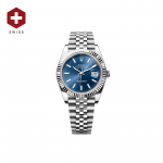 SWISS ROLEX DATEJUST FLUTED BEZEL BRIGHT BLUE 126334