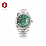 SWISS ROLEX SKY-DWELLER WORLD TIMER FLUTED BEZEL GREEN 126334