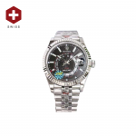 SWISS ROLEX SKY-DWELLER WORLD TIMER FLUTED BEZEL BLACK 126334