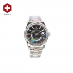 SWISS ROLEX SKY-DWELLER WORLD TIMER FLUTED BEZEL BLACK 126334