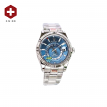 SWISS ROLEX SKY-DWELLER WORLD TIMER FLUTED BEZEL BRIGHT BLUE 126334