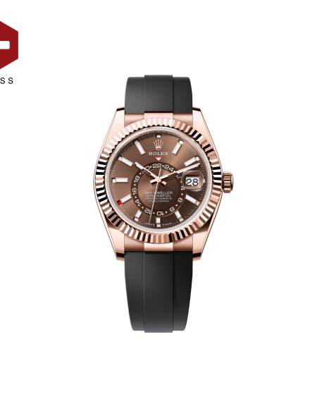 SWISS ROLEX SKY-DWELLER FLUTED BEZEL CHOCOLATE 336235