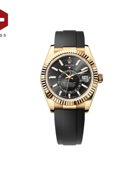 SWISS ROLEX SKY-DWELLER FLUTED BEZEL BRIGHT BLACK 336238
