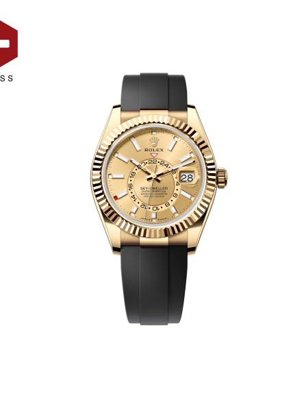 SWISS ROLEX SKY-DWELLER FLUTED BEZEL GOLD 336238