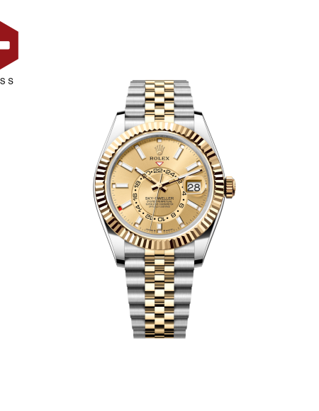 SWISS ROLEX SKY-DWELLER FLUTED BEZEL CHAMPAGNE 336933
