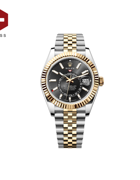 SWISS ROLEX SKY-DWELLER FLUTED BEZEL BRIGHT BLACK 336933
