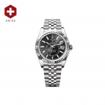 SWISS ROLEX SKY-DWELLER FLUTED BEZEL BRIGHT BLACK 336934