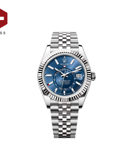 SWISS ROLEX SKY-DWELLER FLUTED BEZEL BRIGHT BLUE 336934
