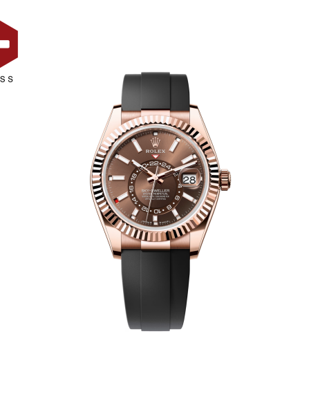 SWISS ROLEX SKY-DWELLER FLUTED BEZEL CHOCOLATE 336235