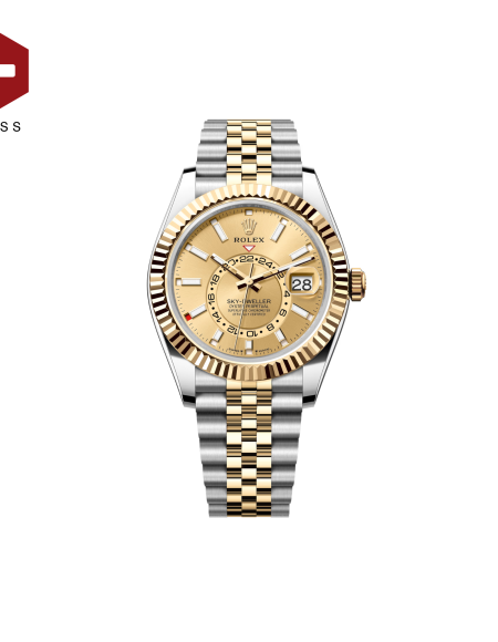 SWISS ROLEX SKY-DWELLER FLUTED BEZEL CHAMPAGNE 336933