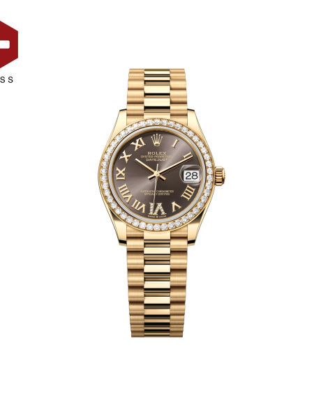 SWISS ROLEX DATEJUST DIAMOND BEZEL CHOCOLATE ROMAN 278288