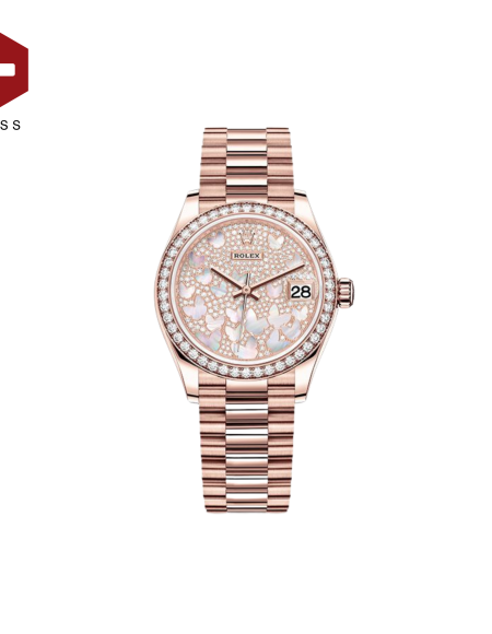 SWISS ROLEX DATEJUST DIAMOND BEZEL ROSEGOLD BUTTERFLY DIAL 278285