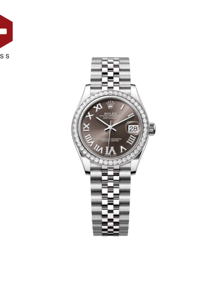 SWISS ROLEX DATEJUST DIAMOND BEZEL DARK GREY ROMAN DIAL 278289