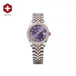 SWISS ROLEX DATEJUST DIAMOND BEZEL AUBERGINE ROMAN DIAL 278381