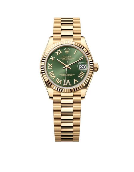 SWISS ROLEX DATEJUST FLUTED BEZEL OLIVE GREEN 278278