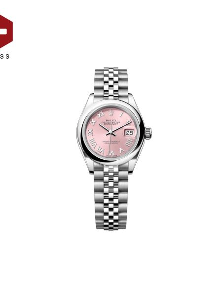 SWISS ROLEX DATEJUST DOMED BEZEL PINK ROMAN DIAL 279160