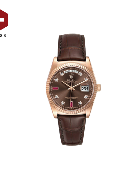 SWISS ROLEX DAY-DATE FLUTED BEZEL CHOCOLATE 118135