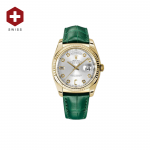 SWISS ROLEX DAY-DATE FLUTED BEZEL SILVER 118138