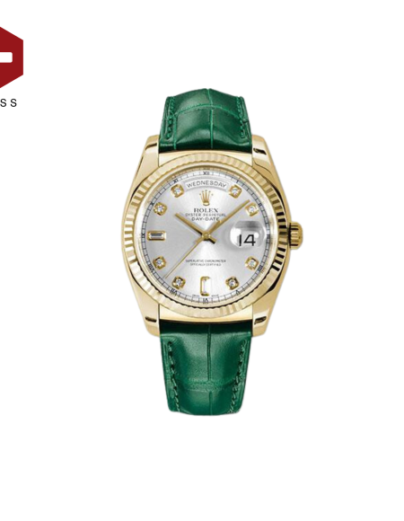 SWISS ROLEX DAY-DATE FLUTED BEZEL SILVER 118138